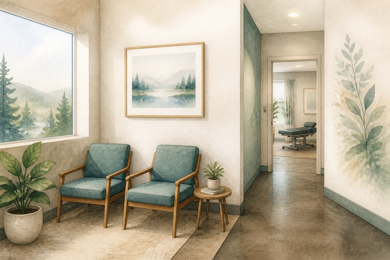 Waiting alcove at Premier Chiropractic of Tacoma